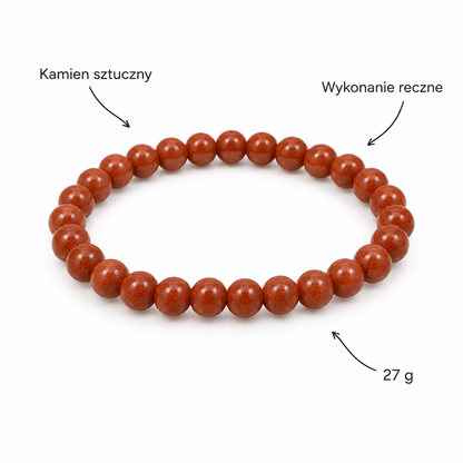 Bransoletka Golden Sand Stone, specyfikacja po polsku, kamien sztuczny, wykonanie reczne, 27 g
