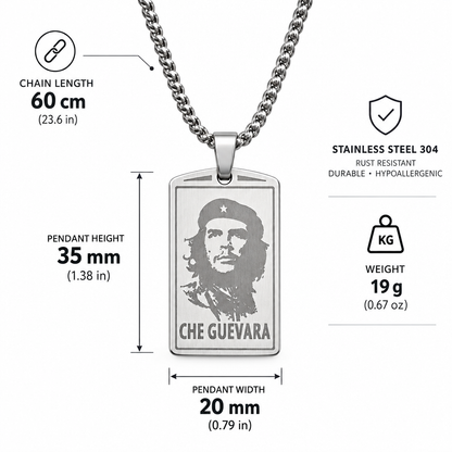 Wymiary i specyfikacja srebrnego naszyjnika Che Guevara